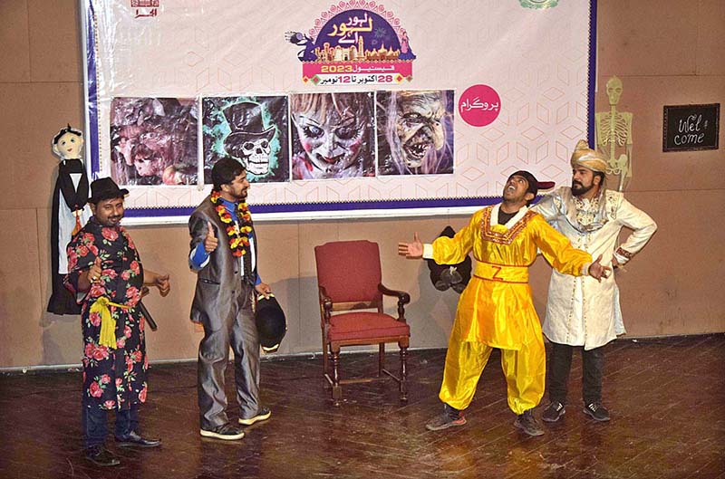 Artist performing during play “Amar Bai” during “Lahore Lahore Aye Festival” at Al Hamra