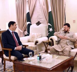 Chief Minister GB Haji Gul Bar Khan in a meeting with Chief Minister KPK Justice (R) Syed Arshad Hussain Shah at KPK House