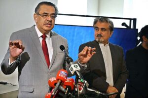 Caretaker Federal Minister for National Heritage and Culture Jamal Shah along with Caretaker Federal Minister for Religious Affairs & Interfaith Harmony Aneeq Ahmed cutting ribbon to inaugurate two-week long "Teaching of Calligraphy to Madrassa Students as a creative segment of Curriculum" at PNCA