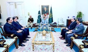 Newly appointed Ambassador of Pakistan to China Mr. Khalil Hashmi calls on the Caretaker Prime Minister Anwaar-ul-Haq Kakar. 