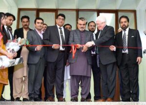 Federal Minister for National Heritage and Culture, Jamal Shah inaugurating International Sirah Exhibition on sideline of Pak-Saudi International Conference on Sirah, Civic Sense and Tolerance at IIUI, Faisal Masjid Campus