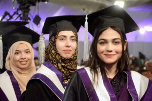 Students pose for photograph during 31st Convocation at University of Karachi (UoK)