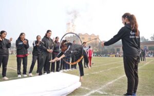 Students compete in tug-of-war competition during Sports Gala-2024 at The University of Faisalabad (TUF).