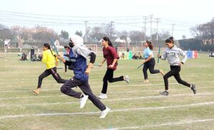 Students compete in tug-of-war competition during Sports Gala-2024 at The University of Faisalabad (TUF).