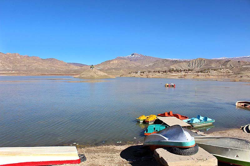 Hanna Lake Quetta presenting a panoramic view after refilling in recent light snowfall