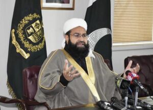 Special Representative to the Prime Minister for Religious Harmony & Islamic Countries and Chairman Pakistan Ullema Council Hafiz Tahir Mahmood Ashrafi addressing a press conference