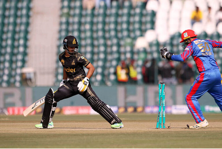 Peshawar Zalmi Batter Babar Azam Playing A Shot During The Pakistan ...