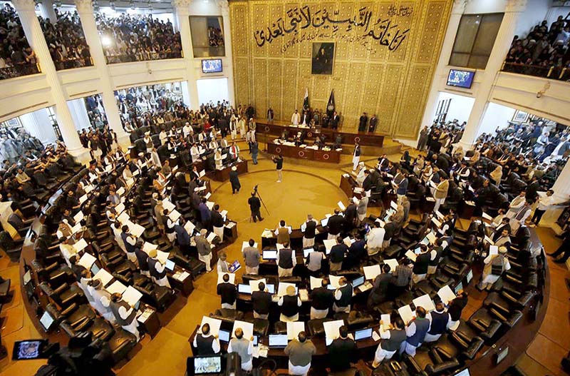 A view of KP assembly Hall during the oath taking of newly elected members