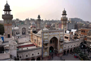  A view of Masjid Wazir Khan at walled city. The Masjid commissioned during the reign of the Mughal Emperor Shah Jahan as part of an ensemble of buildings that also included the nearby Shahi Hammam, Construction of Wazir Khan Masjid began in 1634 CE and completed in 1641