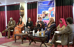 Women’s rights activist, Farzana Bari delivering keynote speech in a seminar titled “Women Empowerment : Challenges & Opportunities in a Changing World”, in commemoration of International Women’s Day organized by the Alliance For Good Governance Foundation at a local hotel.