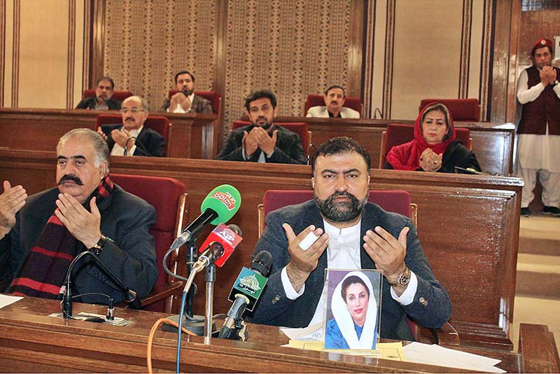 Balochistan Chief Minister Mir Sarfraz Bugti addressing during session of Balochistan Assembly