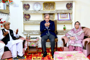 Prime Minister Muhammad Shehbaz Sharif offers condolences to the family of Captain Ahmed Badar Shaheed at their residence