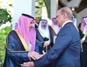 Foreign Minister of the Kingdom of Saudi Arabia H.E. Prince Faisal bin Farhan al-Saud leading a high level delegation called on Prime Minister Muhammad Shehbaz Sharif.