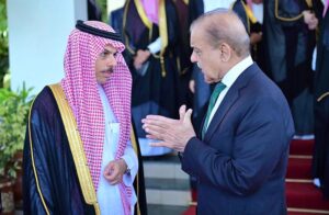 Foreign Minister of the Kingdom of Saudi Arabia H.E. Prince Faisal bin Farhan al-Saud leading a high level delegation called on Prime Minister Muhammad Shehbaz Sharif.