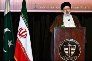 President of the Islamic Republic of Iran Dr. Seyyed Ebrahim Raisi addressing during visit the Government College University (GC) Lahore.