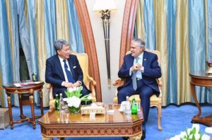 Deputy Prime Minister and the Foreign Minister of Pakistan, Mohammad Ishaq Dar meets the Foreign Minister of Malaysia Dato Seri Utama Haji Mohamad Bin Haji Hasan, on the sidelines of the Special Meeting on Global Collaboration, Growth and Energy for Development of the World Economic Forum (WEF).