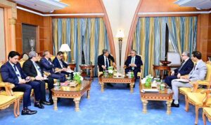 Deputy Prime Minister and the Foreign Minister of Pakistan, Mohammad Ishaq Dar meets the Foreign Minister of Malaysia Dato Seri Utama Haji Mohamad Bin Haji Hasan, on the sidelines of the Special Meeting on Global Collaboration, Growth and Energy for Development of the World Economic Forum (WEF).