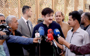 Sindh Chief Minister, Syed Murad Ali Shah talks to media at Sindh Assembly.