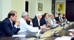 Federal Minister for Power, Sardar Awais Ahmad Khan Leghari leads a meeting on Solarization of Agriculture Tubewells in Baluchistan.