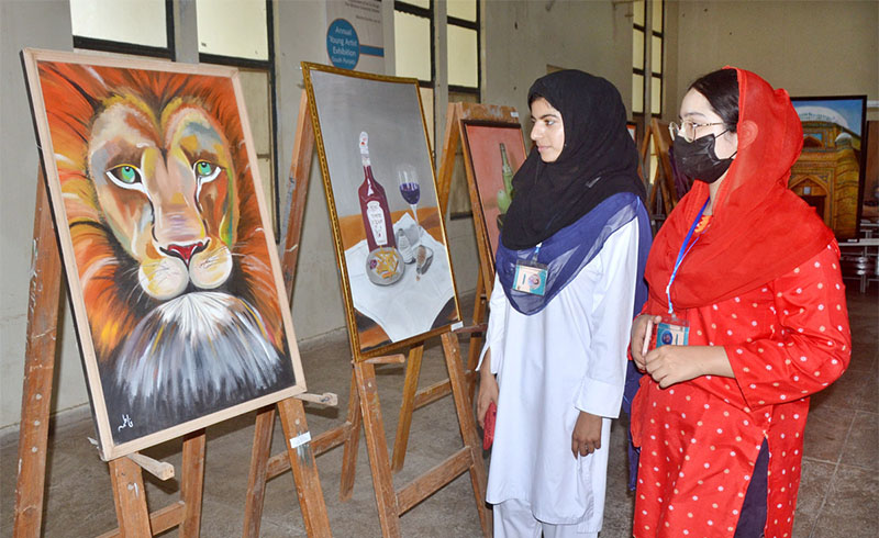 Students Viewing Paintings From Different Universities Of South Punjab 