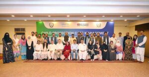 Advisor to the Chief Minister for Social Welfare, Special Education Mashal Yousafzai addressing during the closing ceremony of Child Protection Case Management Foundation Training for District Child Protection Units.