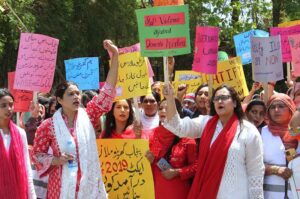 Women from different labour organization participating in rally outside Press Club on the occasion of International Labour Day, as International Labour Day is celebrated on May 1 every year. It’s a day to honor and appreciate the contributions of workers all around the world. This day recognizes the hard work and dedication of people who work in various fields to make our lives better.