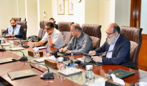 Federal Minister for Commerce, Jam Kamal Khan and Federal Minister for Communication, Abdul Aleem Khan, jointly chairing a cabinet committee dedicated to promoting Pakistani enterprises in global markets.