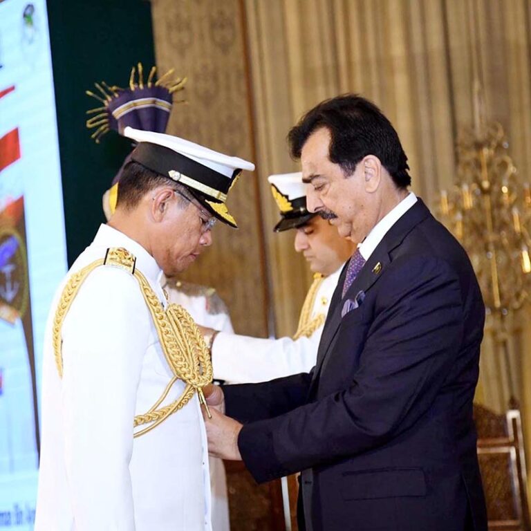 Acting President Syed Yousuf Raza Gillani conferring the award of ...