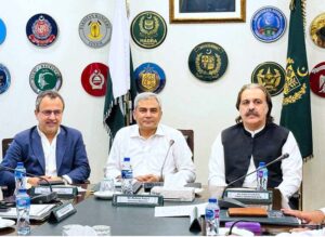 Federal Minister for Interior Mohsin Naqvi and Federal Minister for Energy Sardar Awais Ahamd Khan Laghari in a meeting with Chief Minister Khyber Pakhtunkhwa Ali Amin Gandapur.