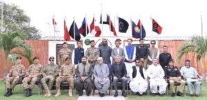 President Asif Ali Zardari in a group photo with Minister for Interior Mohsin Raza Naqvi, Chief Minister Balochistan Mir Sarfraz Ahmed Bugti, MNA Malik Shah Gorgaij, Home Minister Mir Ziaullah Langov, MPA Maulana Hidayat-ur-Rehman, senior civil and military officials during his visit