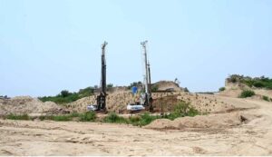 Heavy machinery being used during construction work of Rawalpindi Ring Road project, Rawalpindi Ring Road is 38.3 kilometer between the cities of Rawalpindi and Islamabad. Ring Road starts from Channi Alam Sher Bridge near Rawat and end near Thalian Interchange close to the Lahore-Islamabad Motorway