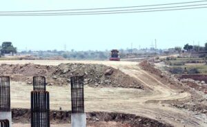 Heavy machinery being used during construction work of Rawalpindi Ring Road project, Rawalpindi Ring Road is 38.3 kilometer between the cities of Rawalpindi and Islamabad. Ring Road starts from Channi Alam Sher Bridge near Rawat and end near Thalian Interchange close to the Lahore-Islamabad Motorway