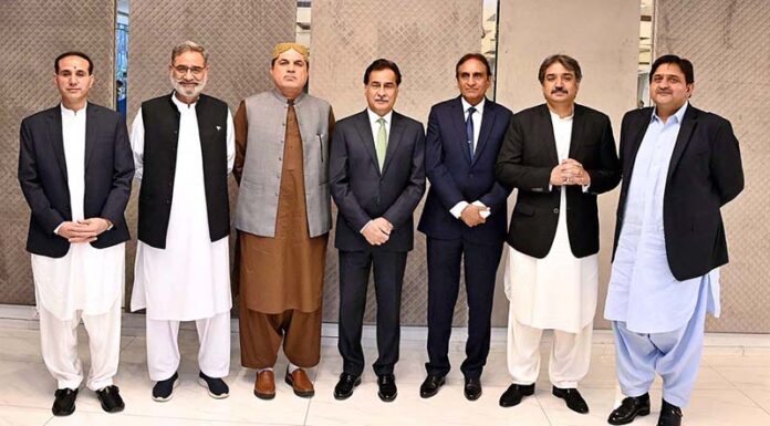 Speaker National Assembly Sardar Ayaz Sadiq in a group photo with Speakers of Punjab, Sindh, KPK and Balochistan Assemblies along with Speaker of AJ&K and GB Assembly in Parliament House