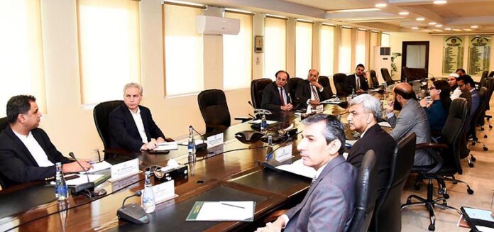 Federal Minister for Finance and Revenue Senator Muhammad Aurangzeb chairing the Advisory Committee Meeting on Release of International Mobile Telephony (IMT) Spectrum for Next-Generation Mobile Broadband Services in Pakistan