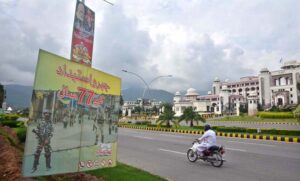 To observe “Youm-e-Istehsal”, banners and panaflexs displayed in front of Parliament House against Indian Government’s decision of revocation of the special status of disputed territory of Indian Illegally Occupied Jammu & Kashmir (IIOJK)