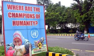 To observe “Youm-e-Istehsal”, banners and panaflexs displayed in front of Parliament House against Indian Government’s decision of revocation of the special status of disputed territory of Indian Illegally Occupied Jammu & Kashmir (IIOJK)