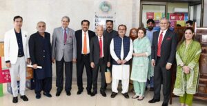 Mirza Ikhtiar Baig MNA/Convener in a group photo with H.E. Mohamed Karmoune Ambassador of Morocco, Additional Secretary Africa MOFA Hamid Asghar Khan, DG Africa MOFA Husnain Yousuf, Secretary Africa Ministry of Commerce Muhammad Arifullah and Participants of Friendship Group (PFG) in a meeting at Parliament House.