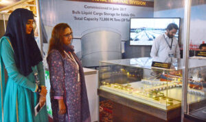 Participants of the International Maritime Sustainability Exhibition & Conference Pakistan (IMSEC) 2024 visiting a stall during the Conference