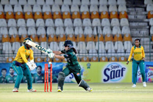 South Africa Women team bowler in action during second T20 International Cricket match playing against Pakistan women team at Multan Cricket Stadium