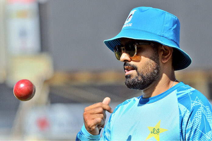 Pakistan's Babar Azam in a practice session ahead of the Second Test Match against England at Multan Cricket Stadium