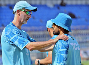 Pakistan's Babar Azam in a practice session ahead of the Second Test Match against England at Multan Cricket Stadium