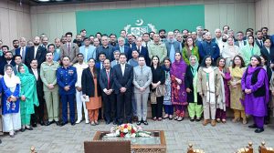 Prime Minister Muhammad Shehbaz Sharif in a group photo with the participants of the 26th National Security Workshop