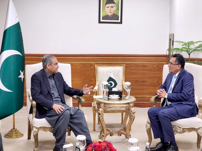 Federal Minister for Interior Mohsin Naqvi in a meeting with Bangladesh High Commissioner Muhammad Ruhul Alam Siddiqui