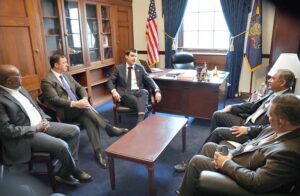 Interior Minister Mohsin Naqvi in a meeting with US Congressman Joe Wilson during his visit to the United States