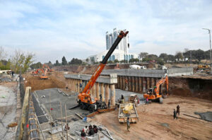 Heavy machinery being used for construction work of Serena Chowk Underpass Project during development work in Federal Capital.