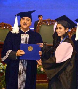 Chairman Senate of Pakistan, Syed Yousaf Raza Gillani addressing during degree awarding ceremony 2025 of Iqra University at Jinnah Convention center