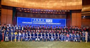 Chairman Senate of Pakistan, Syed Yousaf Raza Gillani addressing during degree awarding ceremony 2025 of Iqra University at Jinnah Convention center