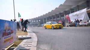 Sports car owners showing their skill during Autocross race competition at Qayyum Sports Complex