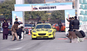 Sports car owners showing their skill during Autocross race competition at Qayyum Sports Complex