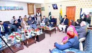 Prime Minister Muhammad Shehbaz Sharif meets a delegation of the PML(N) Azad Kashmir.